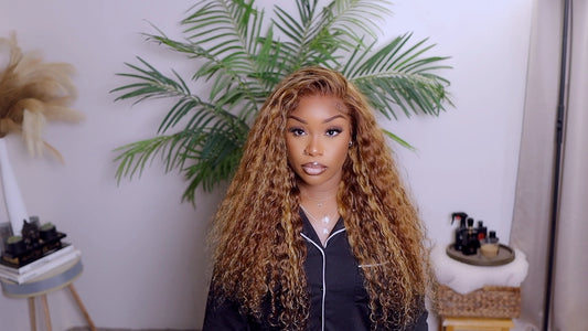 Ashimary 24” 360 Lace Front Highlight Ombre Water Wave Wig