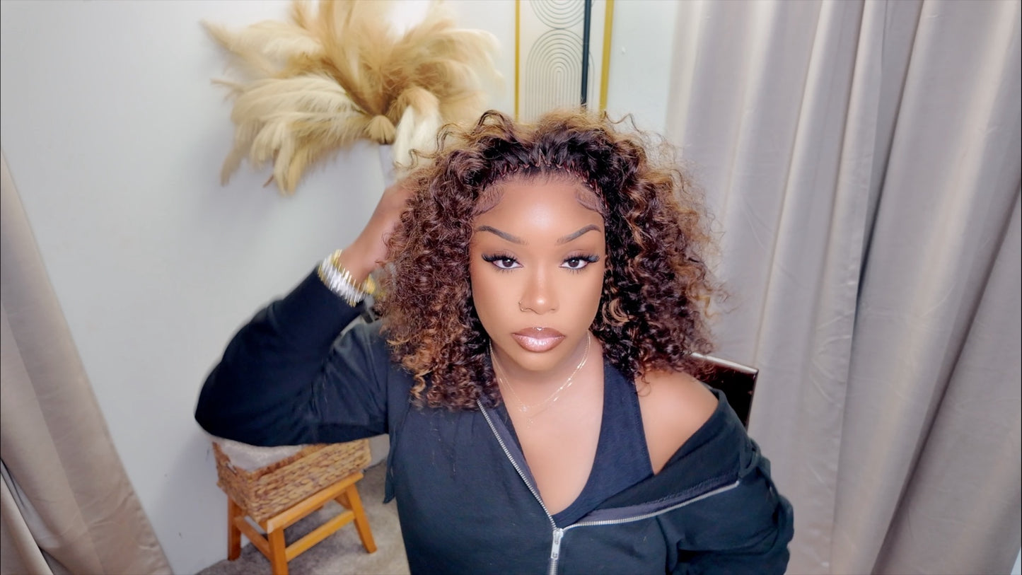 ISEE Hair 16”  5x7 HD Lace Closure Honey Blonde Curly Wig