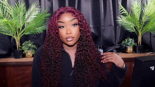 IncolorWig 4x4 (T-PART) 99J Burgundy Curly Wig
