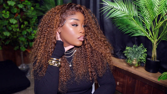 Klaiyi Hair Honey Butta Brown Sugar 13x4 Curly Wig
